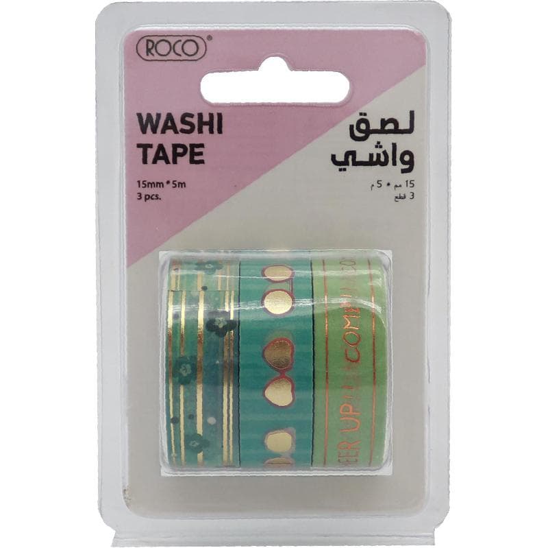 روكو لاصق واشي 3 بكرات 15 mm X 5 m ألوان متنوعة