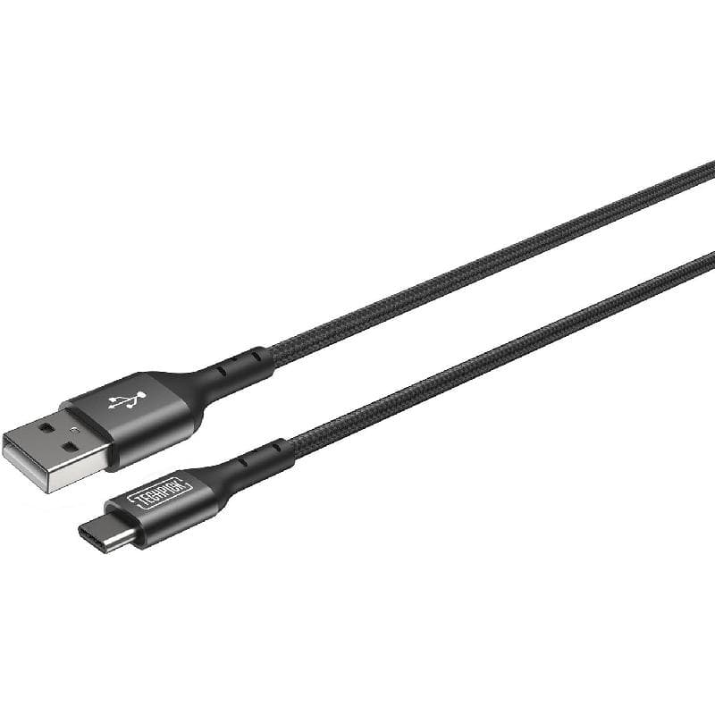 تيكبيك USB-A الى USB-C سلك شحن ونقل بيانات 1 متر، 3.28 قدم اسود