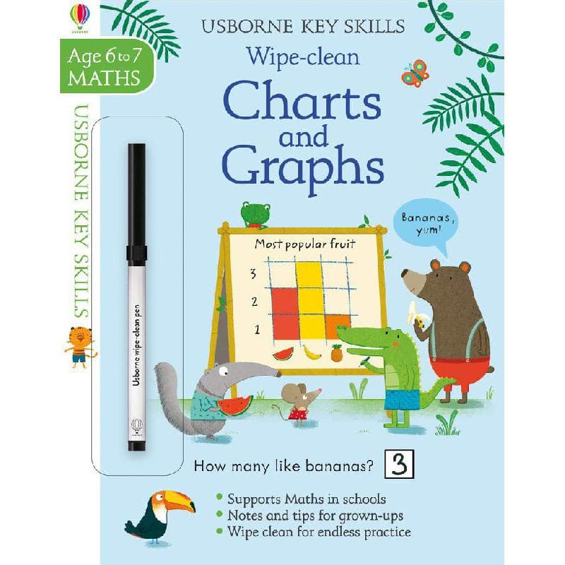 Wipe-clean: Charts and Graphs, Ages 6-7 Maths (Usborne Key Skills)