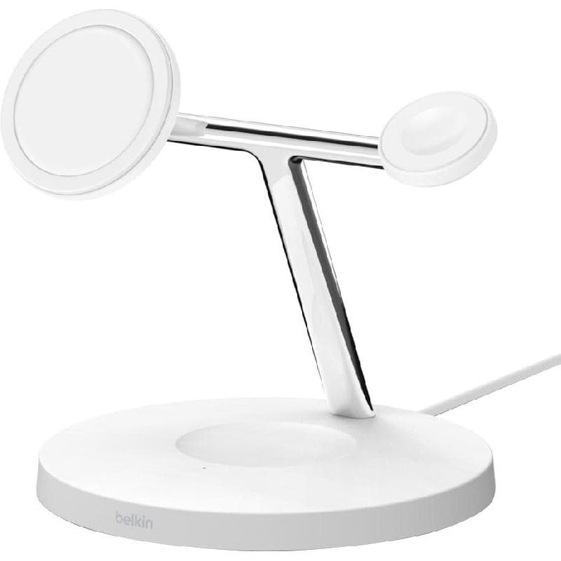 Belkin BoostCharge Pro 3-in-1 Magnetic Wireless Charger, Qi/PMA, 15 Watts, White