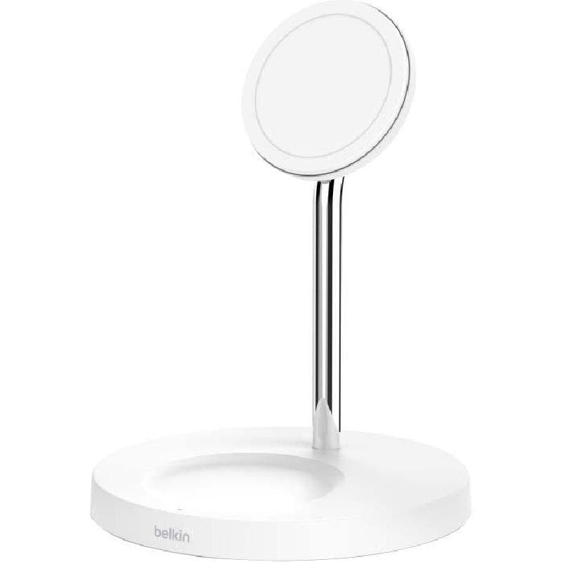 Belkin BoostCharge Pro 2-in-1 Magnetic Wireless Charger Stand, Qi/PMA, 15 Watts, White