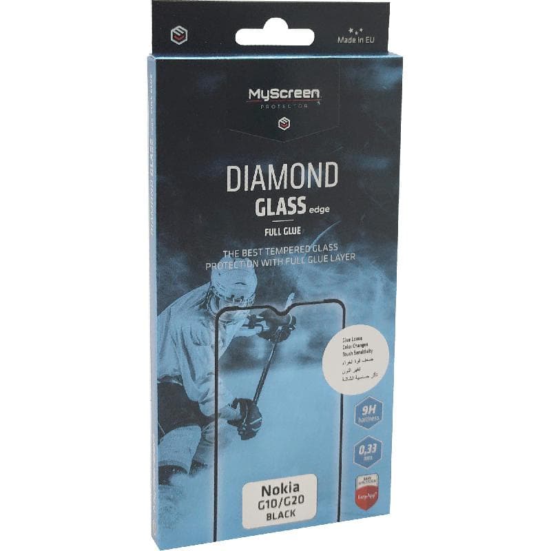 MyScreenPROTECTOR DIAMOND GLASS edge Smartphone Screen Protector, Full Glue, Black, for Nokia G21/G20/G10