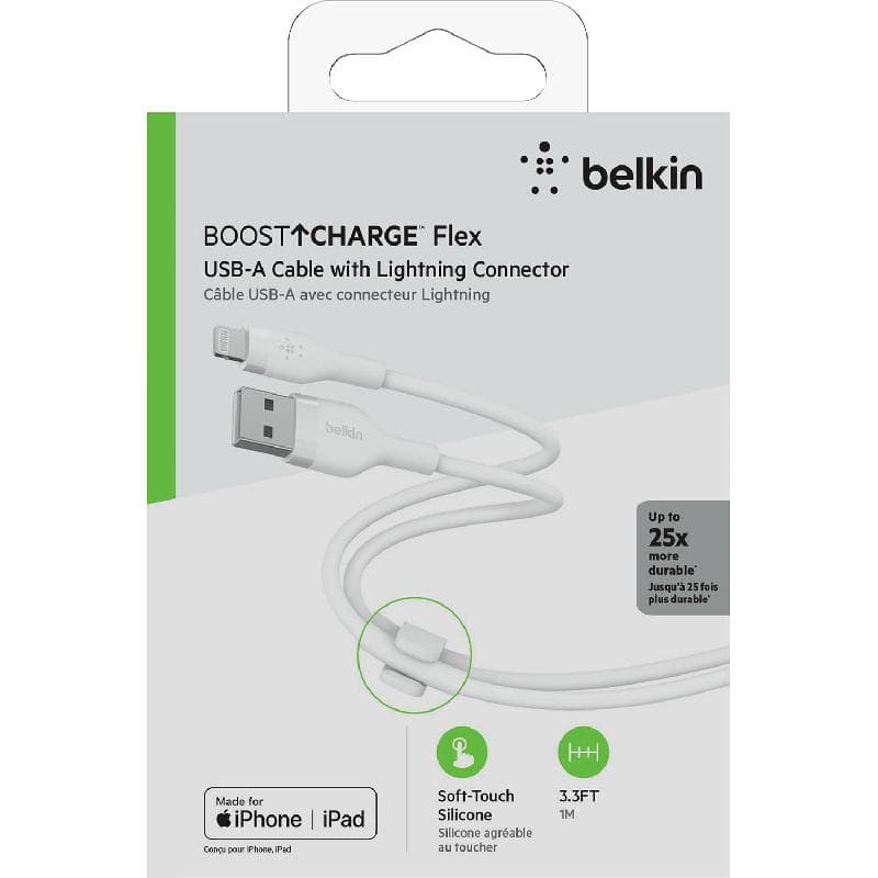 Belkin BoostCharge Flex Lightning to USB 3.0 Sync & Charge Cable, 1.00 m ( 3.28 ft ), White