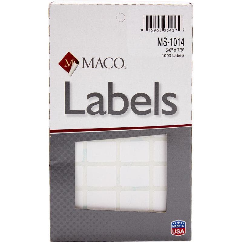 Maco Multipurpose Labels, A6 - .63" X .88", Rectangle, White, 1000 Labels