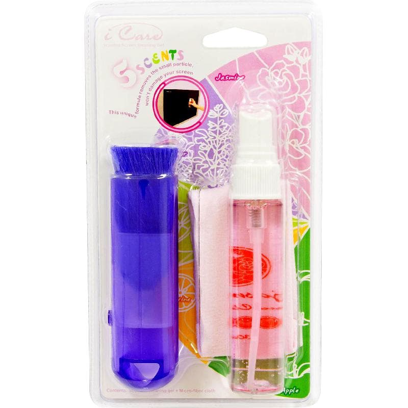 E-Century 5Scents Jasmine Fragrance Gel;Microfibre Cloth;Brush Multipurpose Cleaning Kit
               150 X 180 mm Cloth, Pink/White/Blue