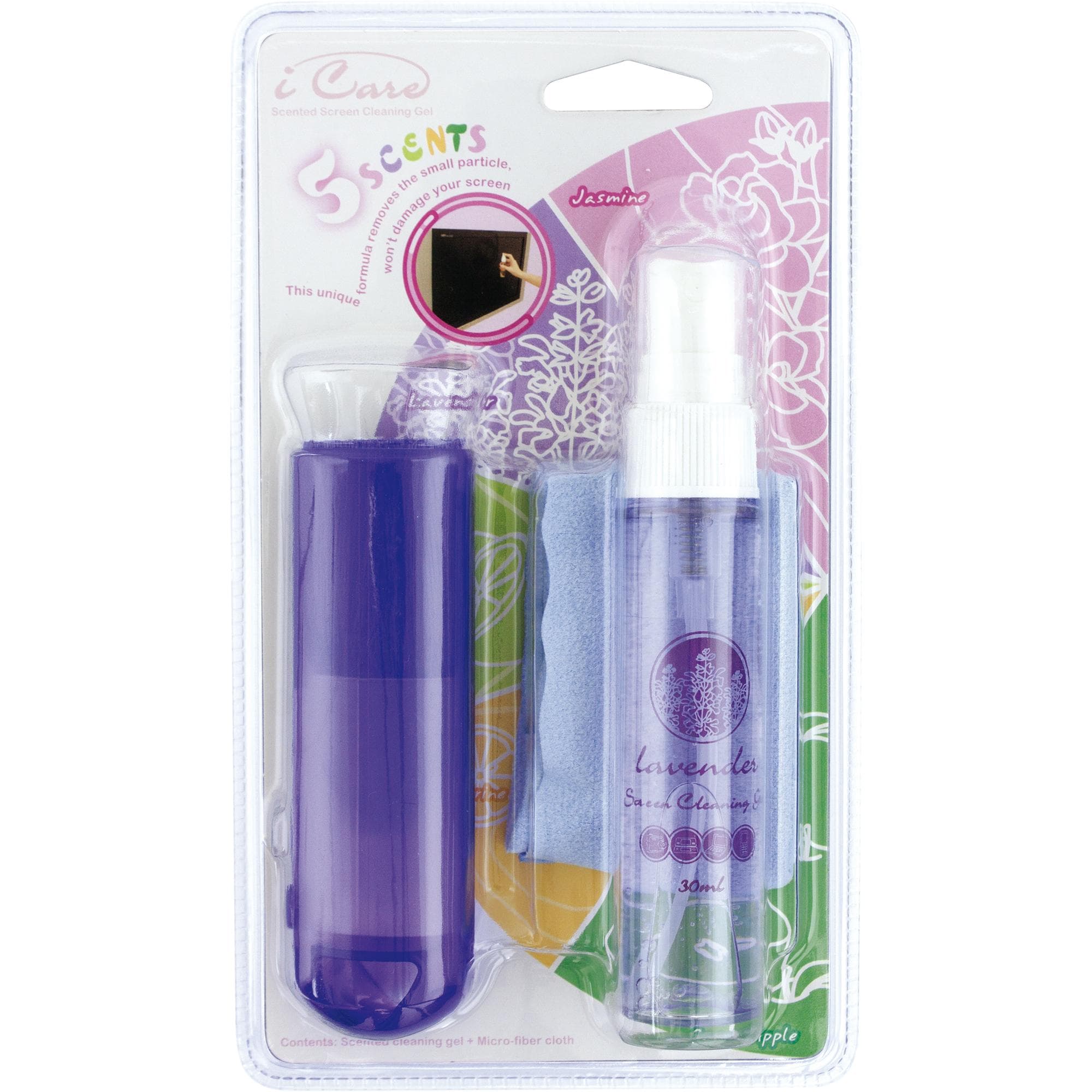 E-Century 5Scents Lavender Fragrance Gel;Microfibre Cloth;Brush Multipurpose Cleaning Kit
               150 X 180 mm Cloth, Purple/White