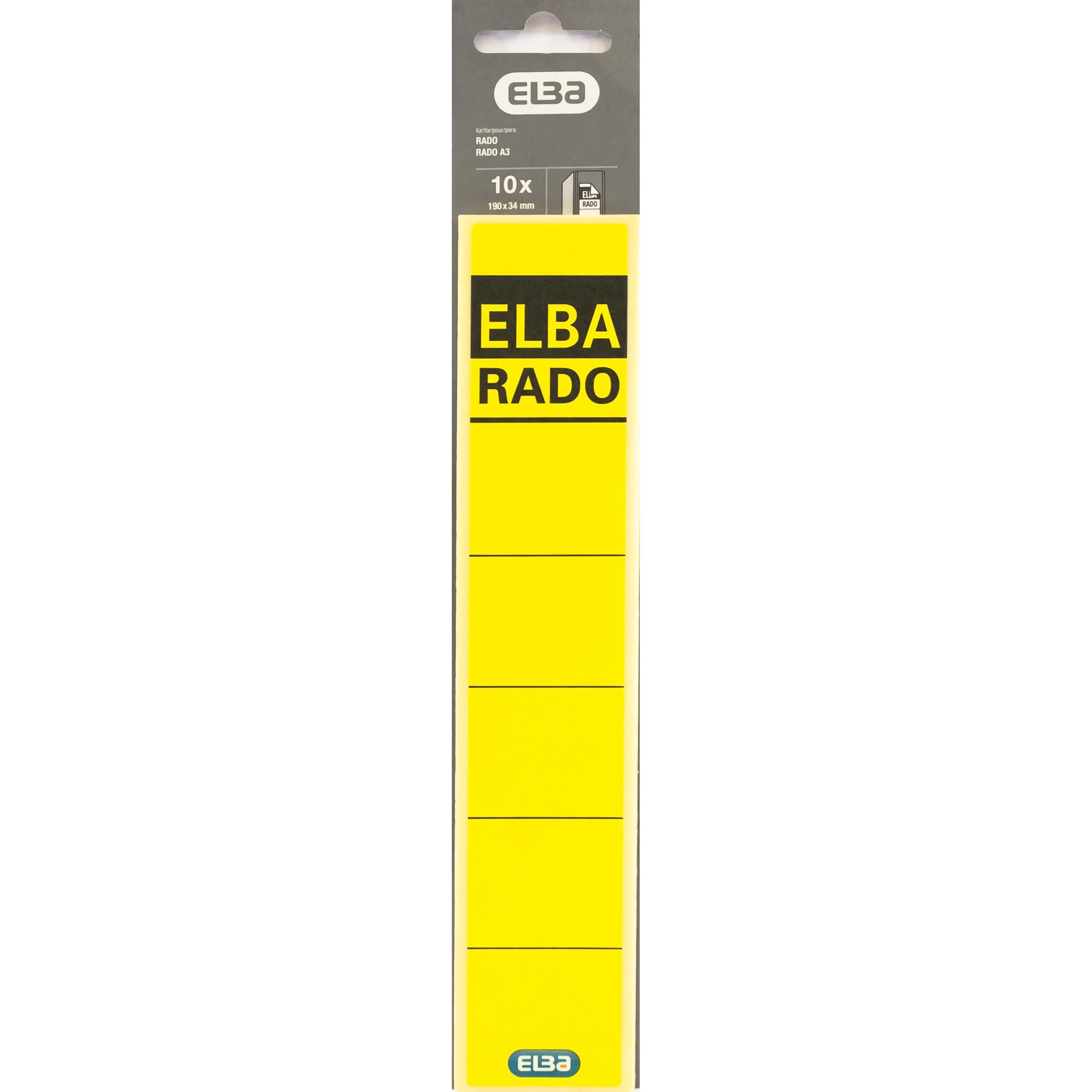 Elba File Labels, Short Label Size, Rectangle, Yellow, 10 Labels/Pack