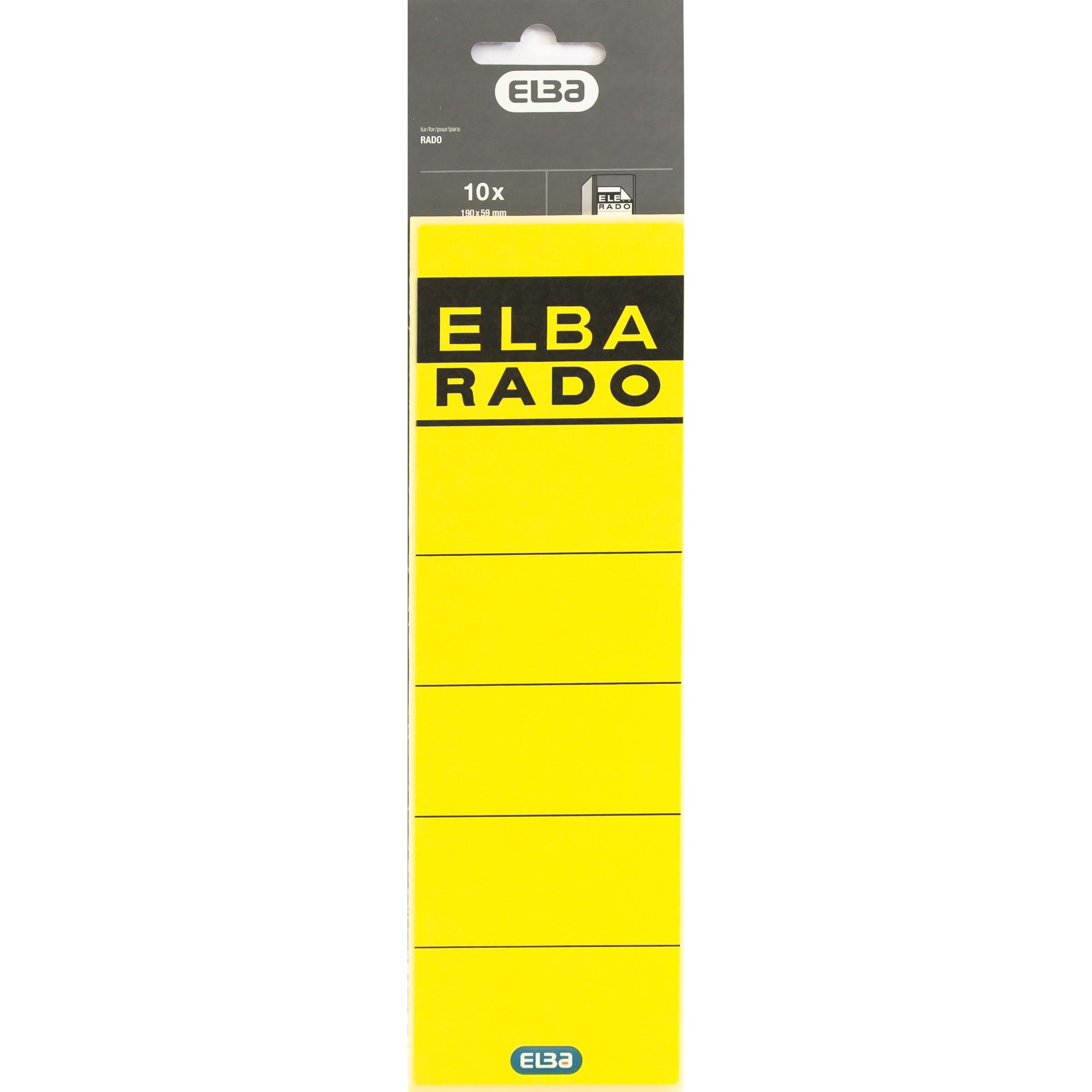 Elba File Labels, Short Label Size, Rectangle, Yellow, 10 Labels/Pack
