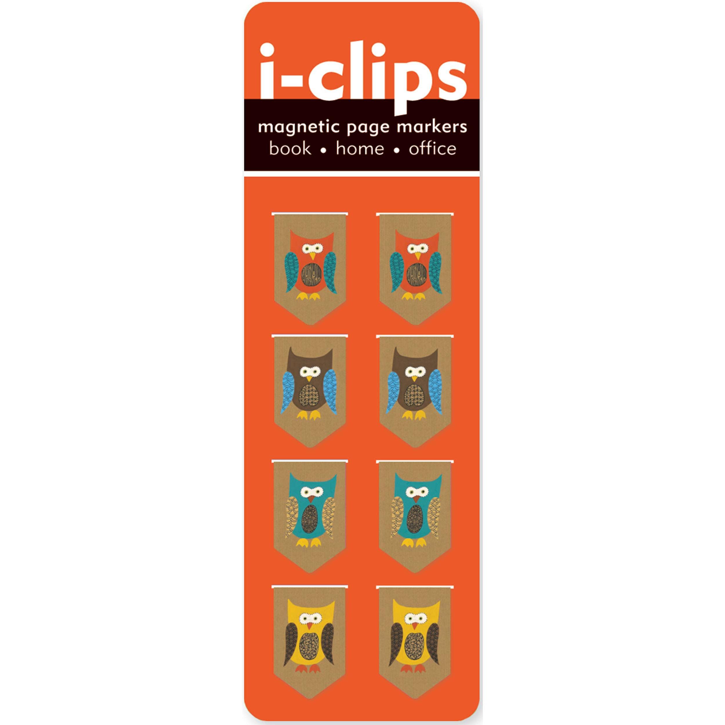 Peter Pauper Press i-Clips Magnetic Page Markers, Owls (8 Clips), Magnet/PVC