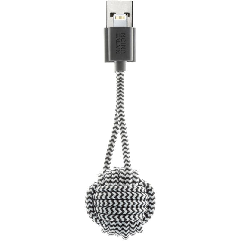 ناتيف يونيون كي كيبل لايتنينج الى USB 2.0 سلك شحن ونقل بيانات 16.51 سم، 6.50 بوصة أبيض بخطوط سوداء