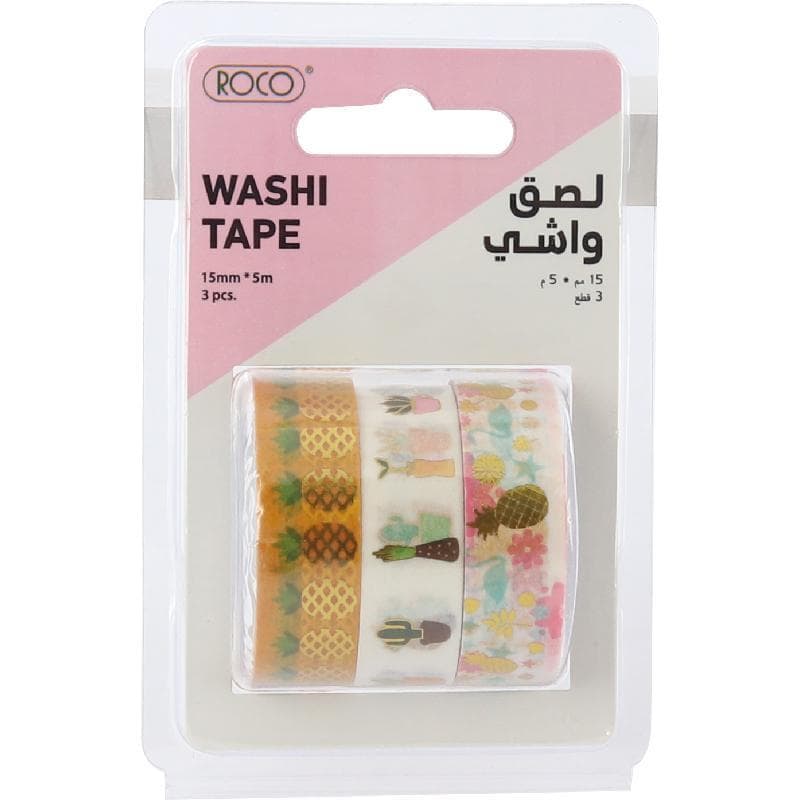 روكو لاصق واشي 3 بكرات 15 mm X 5 m ألوان متنوعة