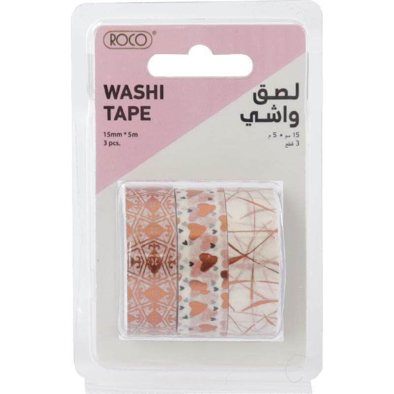 روكو لاصق واشي 3 بكرات 15 mm X 5 m ألوان متنوعة