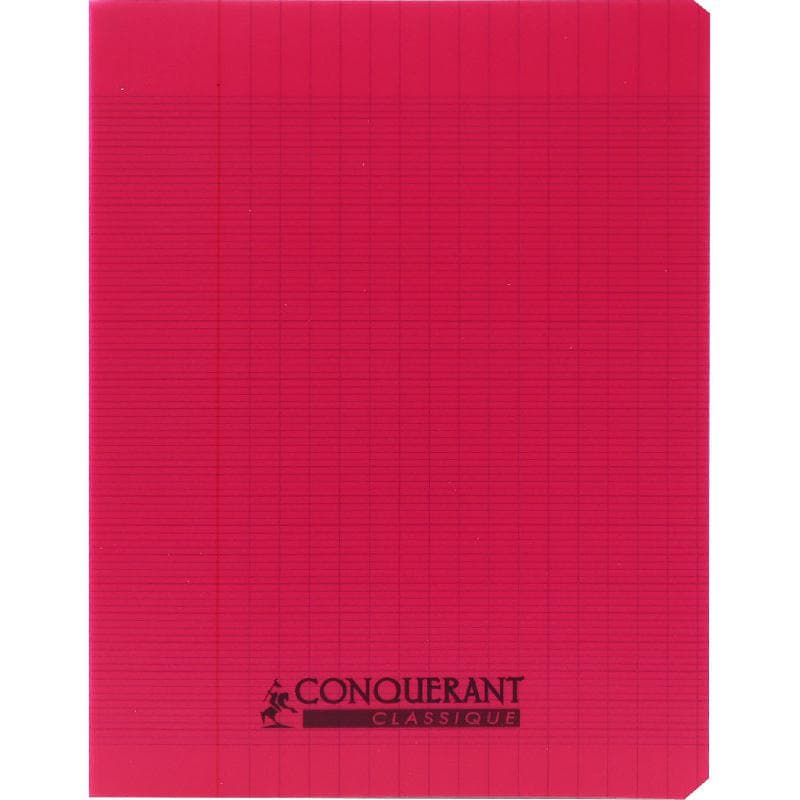 Conquerant Classique Notebook (Seyes), 17 X 22 cm, 96 Pages (48 Sheets), Square Ruled (French), Pink