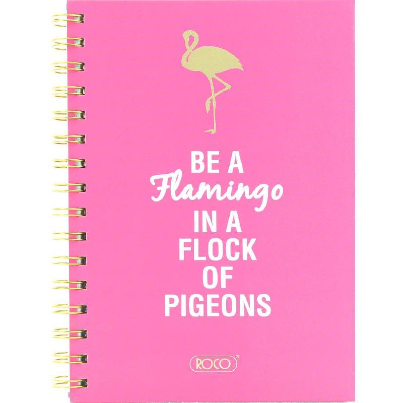 روكو دفتر عبارة "Be a Flamingo in a Flock of Pigeons" A5 80 ورقة (مسطرة أحادية (عربي وردي
