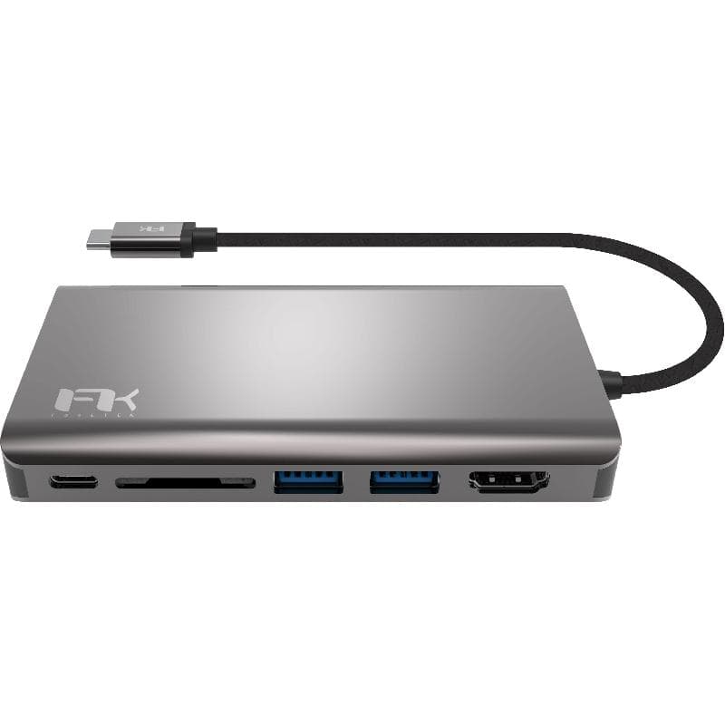 FeelTek C-Series 8-in-1 Multi-port Station
USB-C (3.1), 8 Port (RJ-45/2X USB-A/USB-C/SD Card/HDMI/VGA/Audio Output), Black/Grey