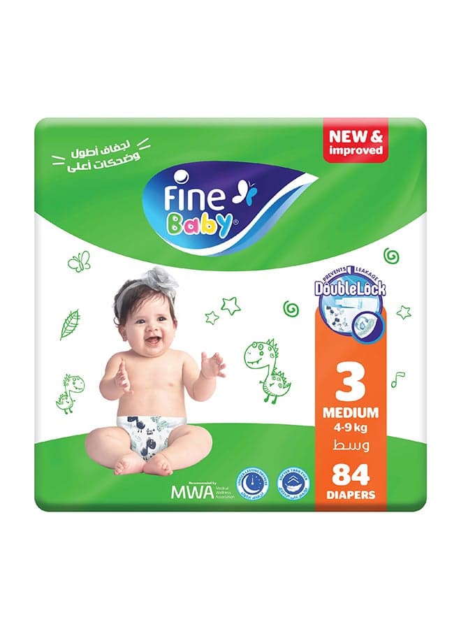 Diapers Size 3 (4-9Kg) Medium, 84 Count With The New Double Lock Leak Barriers