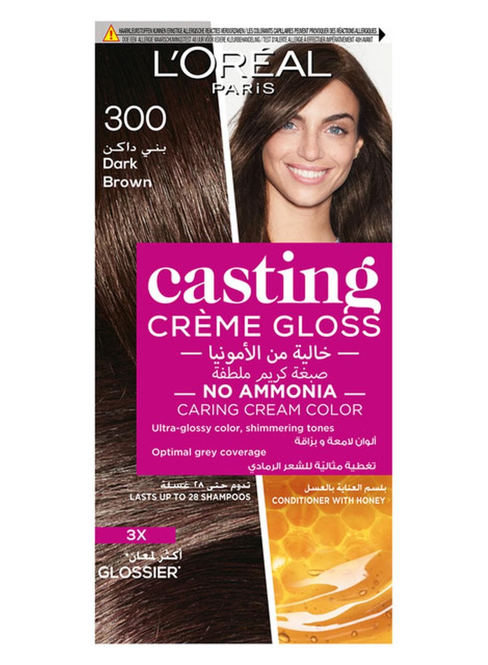 Loreal Paris Casting Creme Gloss Hair Colour, 300 Dark Brown 180ml