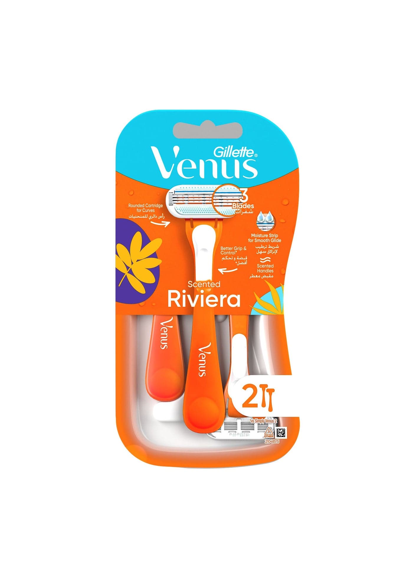 Riviera Women'S Disposable Razor, 2 Count orange