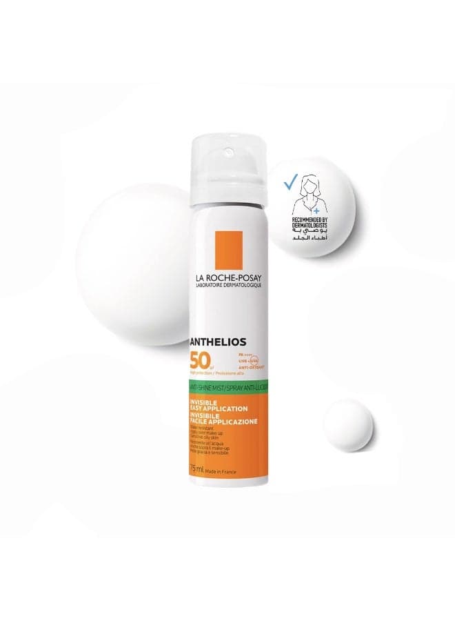 Anthelios Uvmune 400 Anti-Shine Fresh Mist Sunscreen Spf 50+ For Men/Women; Dermatologically-Tested Sunblock For All Skin Types 75ml