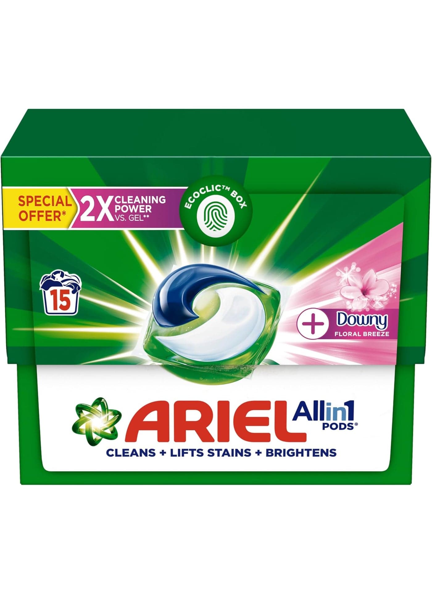 Floral Breeze All-In-1 Pods, Laundry Detergent Capsules, 15 Count 286.5grams