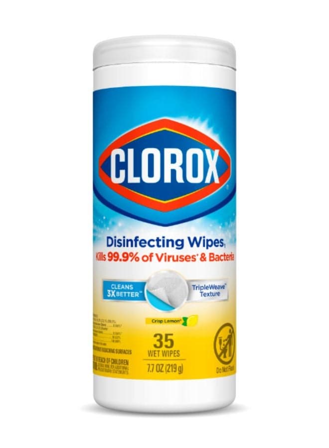 Disinfecting Crisp Lemon Wet Wipes 35 Count Yellow 219grams