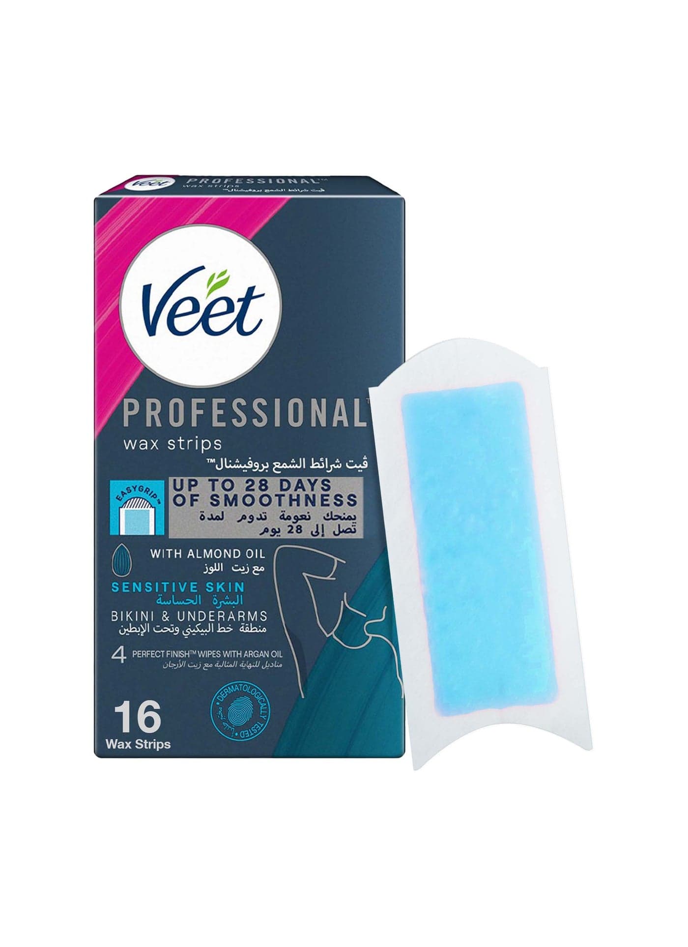 Professional Hair Removal Wax Strips for Sensitive Skin Bikini And Underarms,16 Strips blue