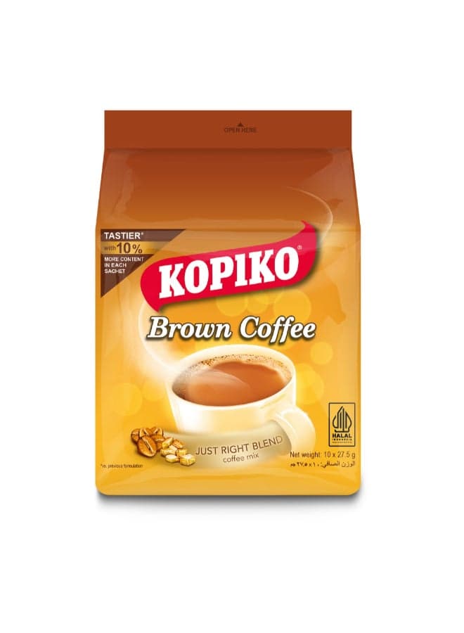 Kopiko Brown Instant Coffee Mix with Rich and Smooth Balanced Flavour 10x27.5g 27.5grams Pack of 10