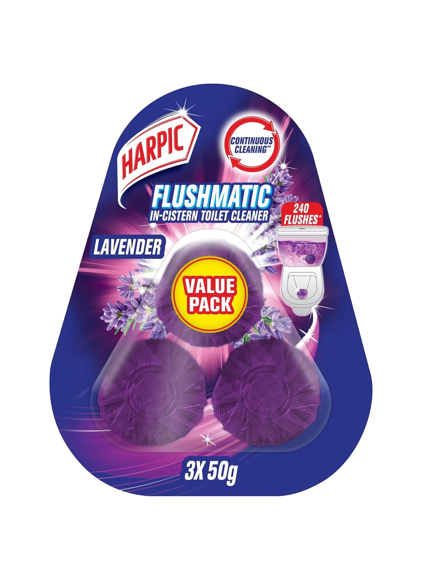 Flushmatic Lavender In-Cistern Toilet Cleaner, 3 Blocks 50grams