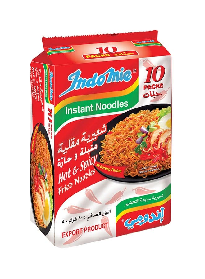 Hot And Spicy Instant Fried Noodles 80grams Pack of 10