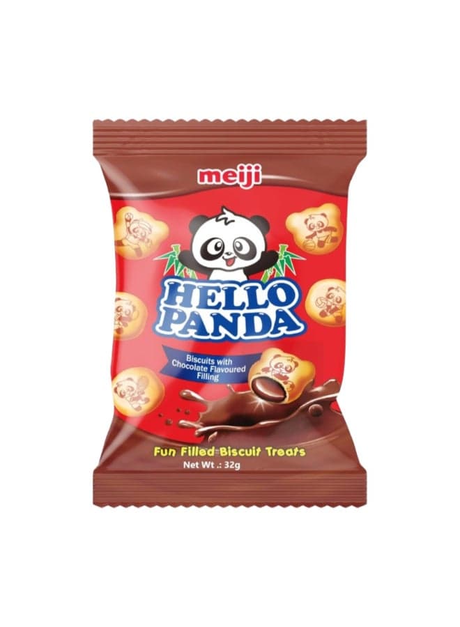 Hello Panda Chocolate Filled Biscuits Fun Crunchy Snack with Creamy Chocolate Filling-32g 32grams