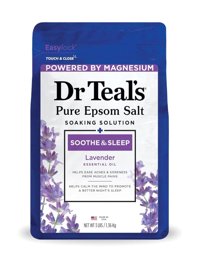 Lavender Epsom Salt Soaking Solution for Soothe & Sleep - Eases Aches & Muscle Pains for a Deeper Sleep 1.36kg