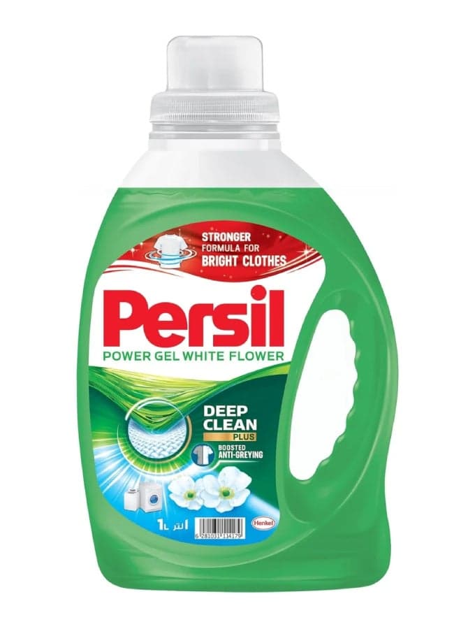 Power Gel Liquid Laundry Detergent With Deep Clean Technology White Flower Green 1Liters