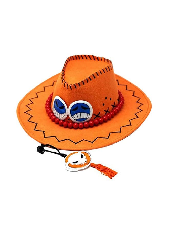 Portgas D Ace Cowboy Cosplay Artificial Leather Hat Orange Color For Kids
