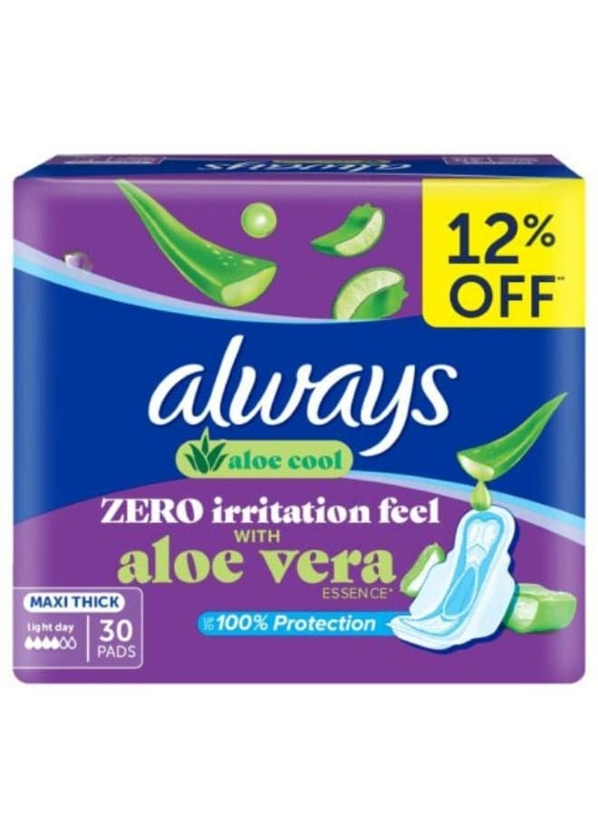 Aloe Cool For Regular Days Maxi Thick Sanitary Pads 30 Pieces green Maxi Thick