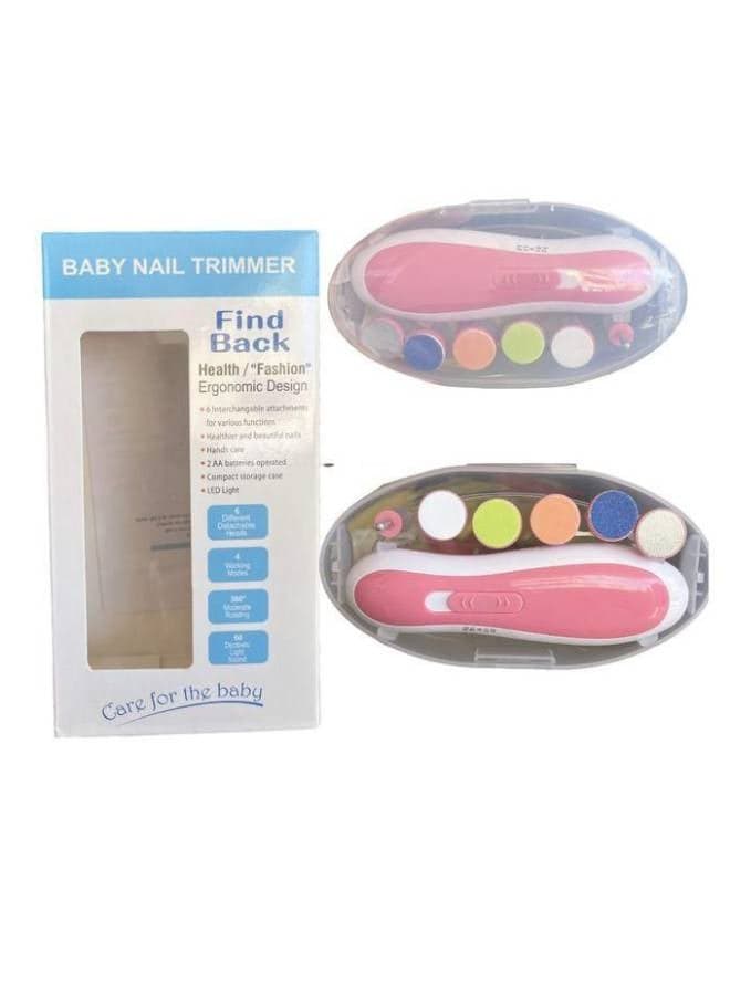 Baby Electric Nail File Drill For Baby No Sharp Claws Hurt, Nail Care Professional Manicure Pedicure System For Beauty Nail Art, 6 In 1 Safety Cutter Trimmer Clipper For Toes And Fingers (Pink)
