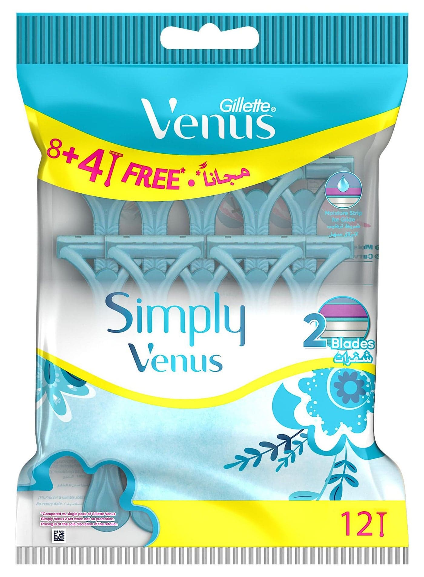 Simply Venus Woman's Disposable Razor 8 + 4 Free blue