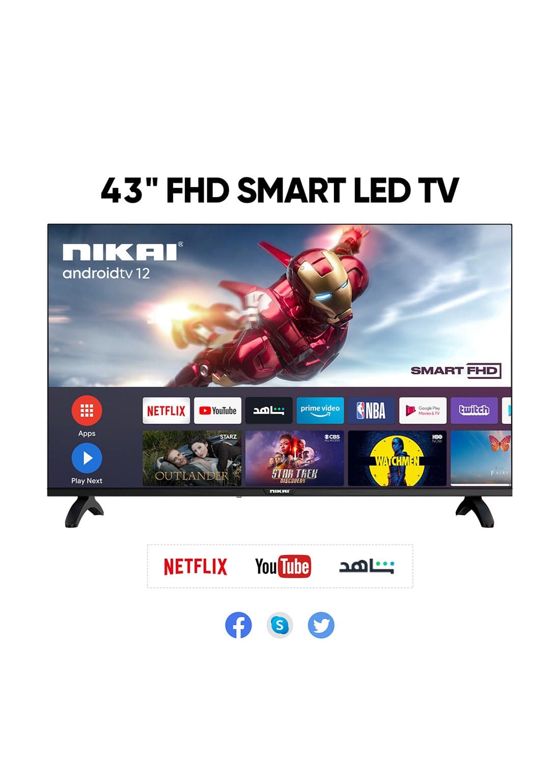 42 Inch screen (43 inch with frame) Smart LED TV | Operating System Android | Built-In Wi-Fi, Smart Apps, 2 HDMI Ports, 1GB RAM | 16W Speakers, Quad-Core Processor | Ultra-Slim Frame, Sleep Timer, Auto Power Off | Multilingual OSD | 60HZ | 2 Year Warranty - NTV4300SLED/NTV4300SLEDN2 Black NTV4300SLED/NTV4300SLEDN2 Black
