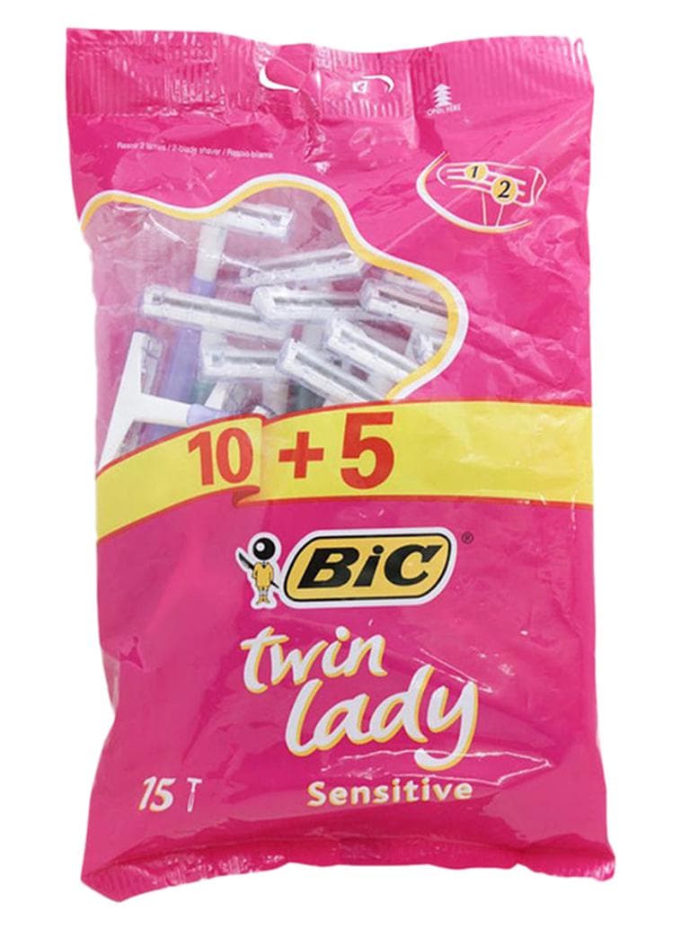 Twin Lady Sensitive Disposable Razor, 15 Piece Multicolor