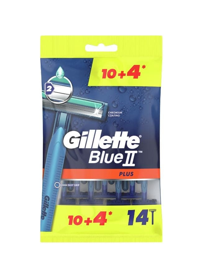 Blue II Plus Mens Disposable Razors blue 10+4 Count