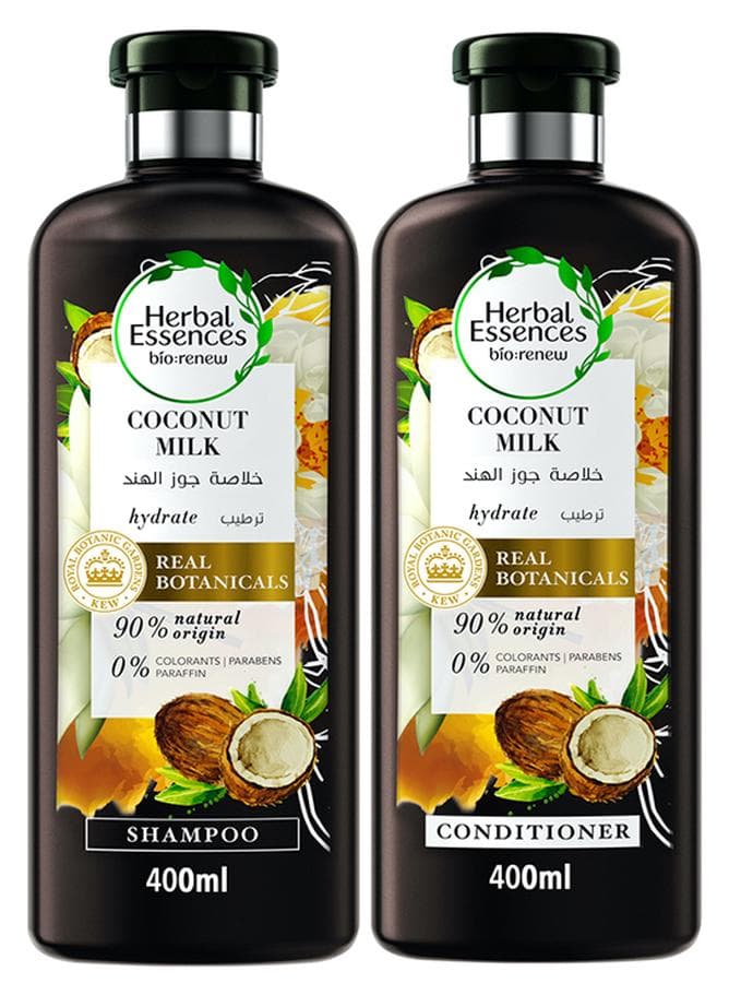 Renew Natural Shampoo + Conditioner With Coconut Milk For Hair Hydration Coconut Milk 400ml Pack of 2