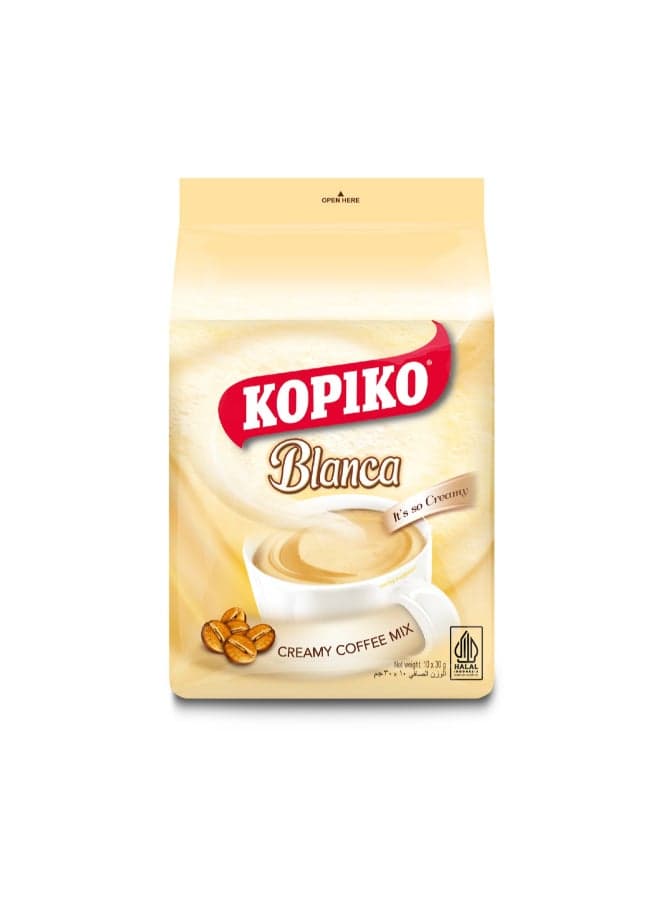 Kopiko Blanca Instant Coffee Mix with Creamy Taste 10 x30g 30grams Pack of 10
