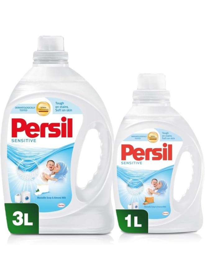 Sensitive Liquid Laundry Detergent 3L+ 1L Clear 4Liters