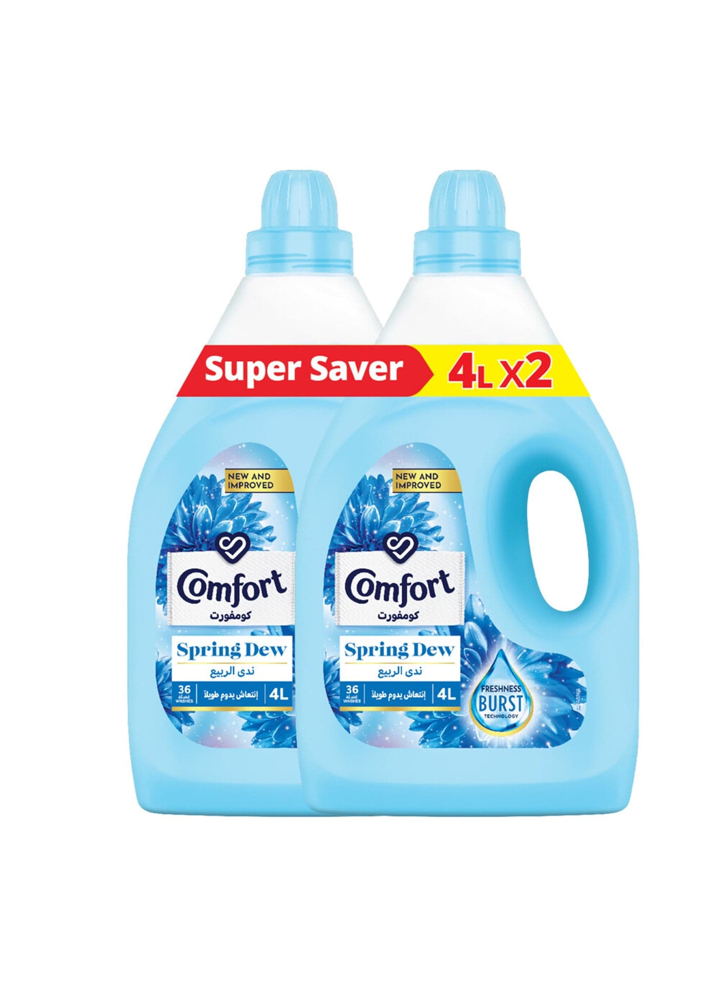 Fabric Softener Spring Dew For Fresh And Soft Clothes Pack Of 2 4Liters