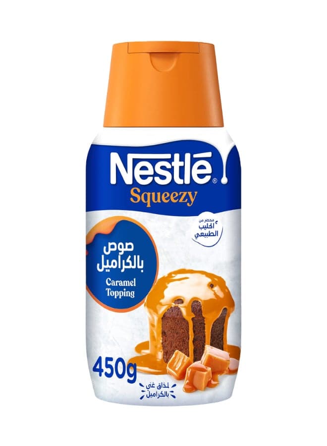 Squeezy Caramel Flavored Condensed Milk Topping, Easy to Use 450grams
