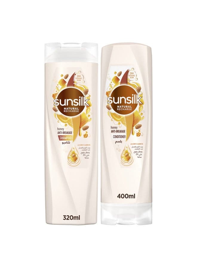 Naturals, Shampoo And Conditioner, Honey Anti-Breakage, With Honey And Almond Oil, 24hr Fragrance 400+320ml Pack of 2