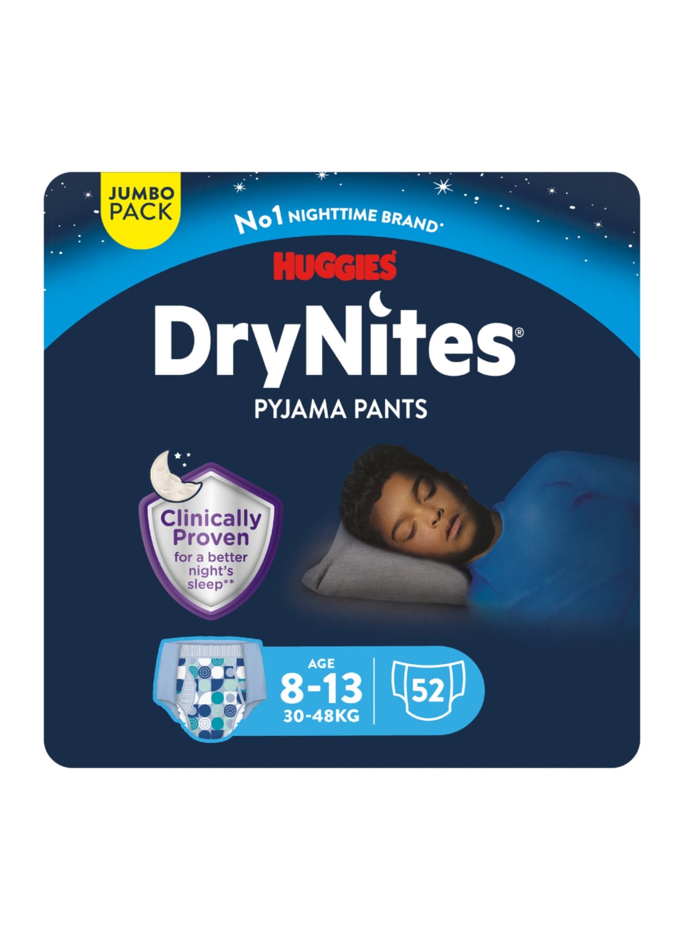 DryNites Bed Wetting Pants, 8-13 years, Boys, 27-57 kg, Jumbo Pack, 52 Pants