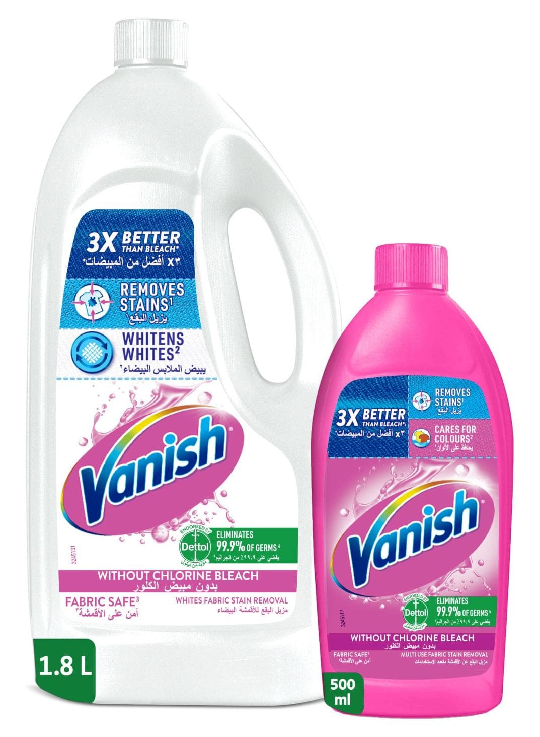 Laundry Stain Remover White And Pink Liquid White/Pink 1.8L+500ml