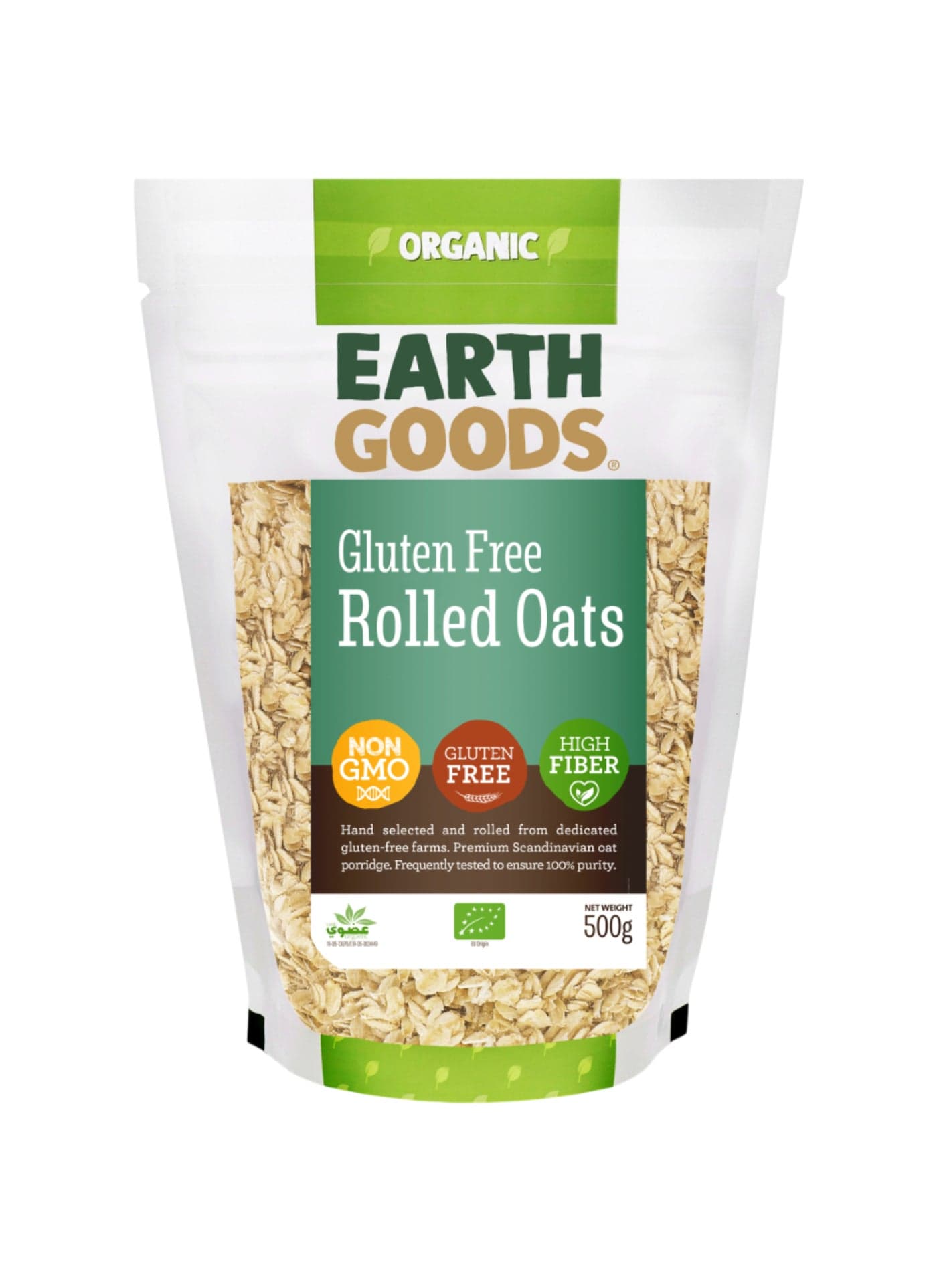 Organic High Fiber Gluten-Free Rolled Oat Flakes 500grams