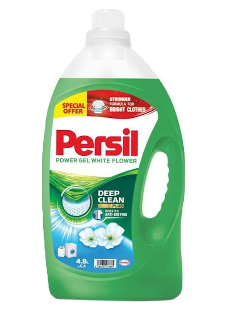 Power Gel Liquid Laundry Detergent With Deep Clean Technology White Flower 4.8Liters