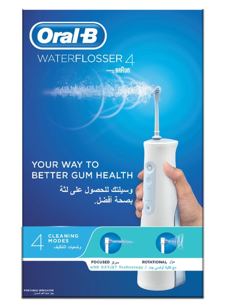 Water Flosser 4, with OxyJet Cleaning Technology, 4 Cleaning Modes, Portable Irrigator, Pack of 1 White